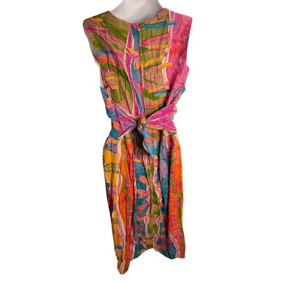 Vintage Rabbit Rabbit Rabbit Designs Abstract Print Midi Dress Boho 90s Size 10 - Picture 2 of 7